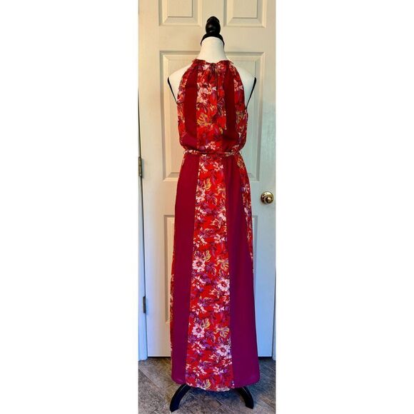 NWOT Modcloth Dress Burgundy Floral Illuminated Elegance Halter Maxi Dress XXS - Picture 5 of 11